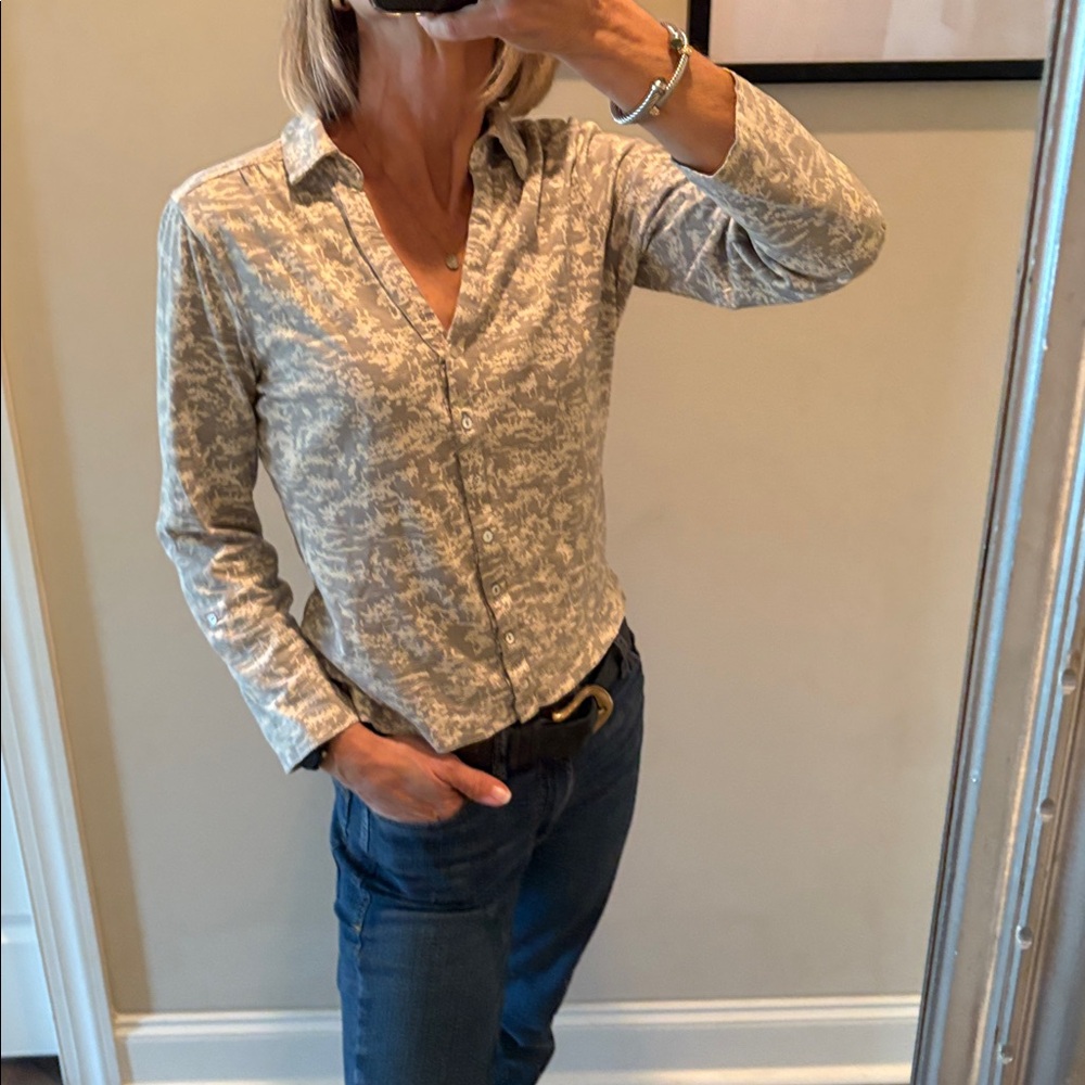 Grey & Ivory Jersey Top - White Stuff